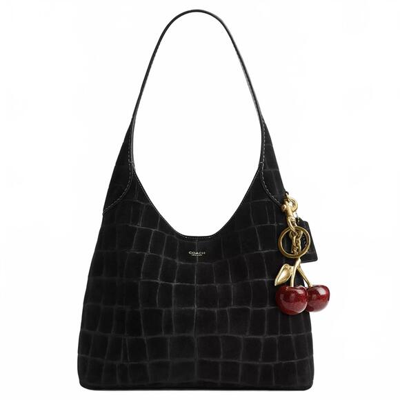 Coach Brooklyn Shoulder Bag 28 NWT Suede/Brass/Black - Picture 4 of 4